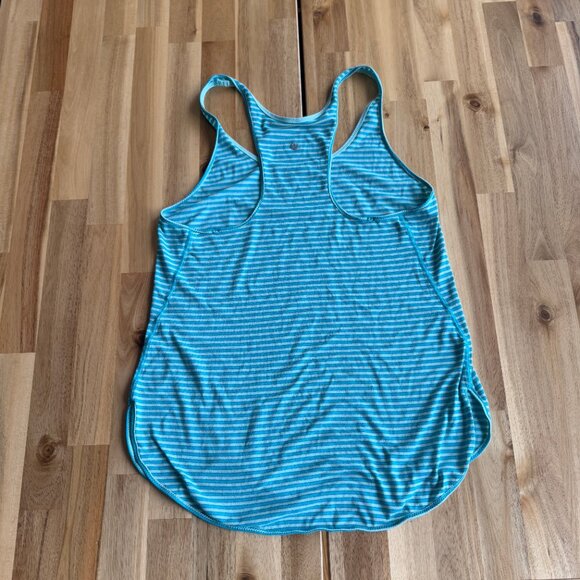 Lululemon What The Sport Singlet 10 – Silver Stripe Peacock Blue Tranquil Blue - Picture 2 of 7